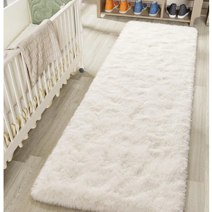 Ultra Soft Indoor Modern Area Rugs 2x8, Fluffy Living Room Carpets for Children Bedroom Home Decor Nursery Rug, Cream