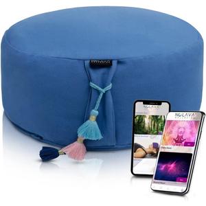 NOLAVA Round Zafu Cushions 15"x6" & Zabuton Meditation Cushions 32"x28"x3" - Premium Comfort for Mindful Practices - Yoga Bolster Pillow & Meditation Floor Pillow Essentials (BLUE)