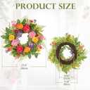 Briful 24 Inch Fall Wreath for Front Door, Autumn Floral Wreath | With Silk Peonies Orange Rose, Berries, for Thanksgiving Harvest Festival, Indoor Outdoor Farmhouse Wall Window Decor