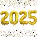 GOER 42 Inch 2025 Gold Foil Number Balloons for 2025 New Year Eve Festival Party Supplies Graduation Decorations