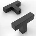 Amerdeco 10 Pack Matte Black Cabinet Knobs 2 Inch Length Single Hole T Bar Cabinet Pulls for Drawer Dresser Cupboard, Matte Black