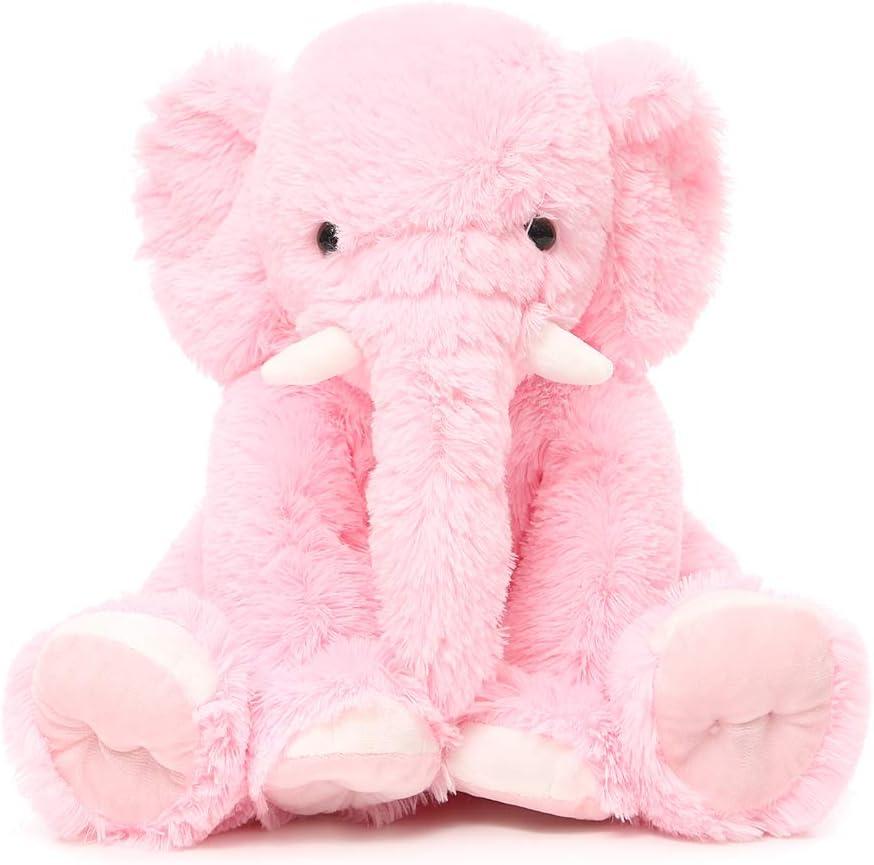 MorisMos Large Elephant Stuffed Animal, 19.6inch Soft Stuffed Elephant Plush Companion Gifts for Girls Boys, Pink