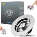 2 x 3 in 1 Kitchen Sink Drain Strainer and Stopper Combo,304 Stainless Steel Pop-up Kitchen Sink Stopper,Anti-Clog Kitchen Sink Bounce Core Strainer Basket Filter for US Standard 3-1/2'' in Drain