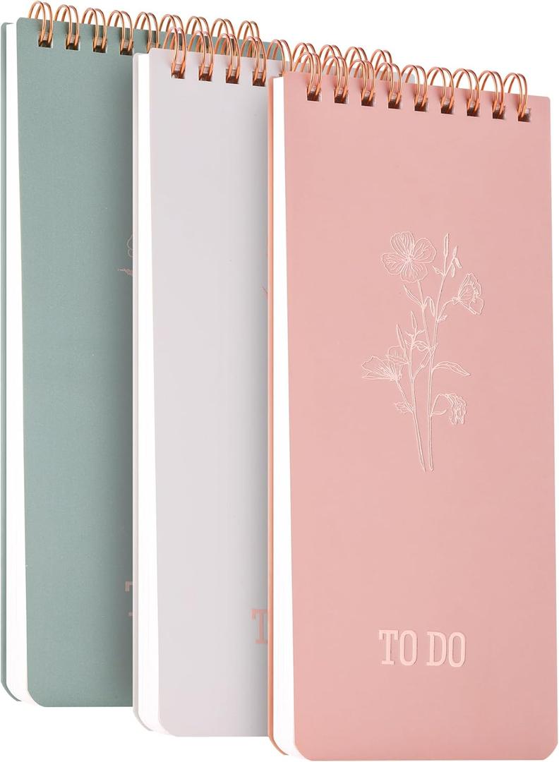 To Do List Notepad Set - 3-Pack, To Do List Notebook, Shopping List Notepads,Dated Pages & Checklist Layout, Portable Spiral Bound for To-Do Lists & Goals