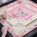 DEVPNR Mahjong Mat for Table with Rules, Noise-Reducing 32.6"x32.6" Mahjong Table Cover, Non-Slip Table Cloth for American Mahjong, Poker, Card, Board & Tile Games, Easy Storage with Travel Bag (Pink)