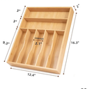 Upassion Bamboo Kitchen DrawerOrganizer, 13 Inch Silverware Organizer with Extra-deep Grooved Divider, 7 Slots Pure Bamboo Wood Caddy for Flatware Cutlery Knives, Forks, Spoons