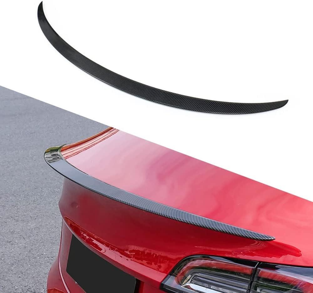 Rear Spoiler Wing Lip Compatible for Tesla Model 3 Tail Trunk Spoiler Cover 2017 2018 2019 2020 2021 2022 (Glossy Carbon Fiber, Model 3)