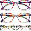 HEEYYOK 2.0X Reading Glasses Women Small Face 4-Pack Colorful Reader For Womens Cheaters Reading Ladies Lightweigth Flexible Spring Hinge