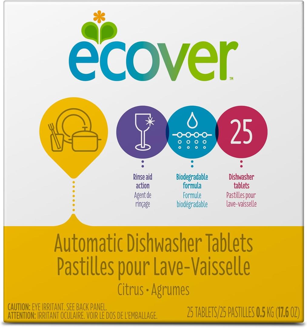 Ecover Automatic Dishwasher Soap Tablets, Citrus, 25 Count