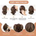 CJL HAIR Claw Clip Short Ponytail Hair Extensions DIY Bendable Metals Messy Bun Hair Piece for Wonen Wavy Curly Synthetic Fake Hairpieces Gloden Blonde and Beach Blonde Tips