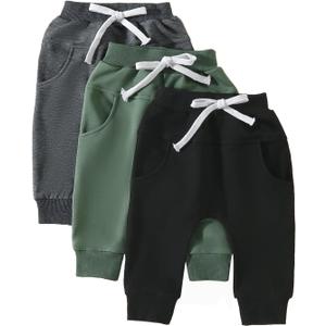 Baby Pants Toddler Infant Newborn Baby Boy Girl Sweatpants Long Joggers Pants Unisex Boy 's Clothing 3 Pack (0-6 Months, Black Green Dark Gray) Baby Pants Toddler Infant Newborn Baby Boy Girl Sweatpants Long Joggers Pants Unisex Boy 's Clothing 3 Pack (0-6 Months, Black Green Dark Gray)
