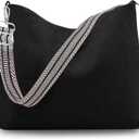 Prite Womens Corduroy Tote Bag with Zipper, Stylish Shoulder Bag with Adjustment Straps for Work, Travel, Daily Use (Black)