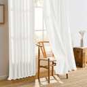 White Pinch Pleated Sheer Curtains 90 Inches Long, Textured Window Treatments Curtain for Bedroom/Living Room 42x90 Inch 2 Panels Back Tab Rod Pocket