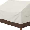 Amazon Basics 2 Seater Outdoor Couch Cover, Patio Furniture Cover, Waterproof, Anti-UV, Durable, Beige/Tan