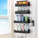 HuggieGems Magnetic Water Bottle Holder for Refrigerator, Cup Holder Organizer for Stanley and Tumbler for Kitchen, 4 Pack, Black