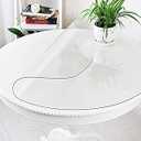 LinkGro 31 Inch Dia Crystal Clear Plastic Table Protector Cover Mat Vinyl PVC Circle Tablecloth Dining Coffee Table Pad Wood Furniture Protector Tabletop Protective Cover Easy Clean Round 1.5mm Thick