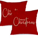 RABUSOFA Christmas Pillows Decorative Throw Pillows,Merry Christmas Pillows Covers 18x18 Inch Set of 2,Xmas Red Cushion Covers Christmas Decorations for Holiday Winter Couch