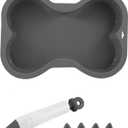 Dog Birthday Cake Mold Silicone Bone Shape Cake Pan with Decorating Pen (Black, 7")