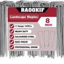 RAOOKIF 8 Inch Galvanized Garden Landscape Staples, 100Pcs Garden Metal Stakes, 11 Gauge Heavy Duty Ground Stakes for Decoration, Fence, Lawn, Fabric Pins