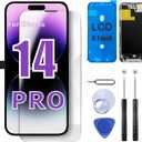 ZTR for iPhone 14 Pro Screen Replacement, 6.1-inch LCD COF Display and Touch Digitizer Full Assembly with Repair Tool Kits Waterproof Tape, Screen Protector (for Model A2890/A2650/A2889/A2892)