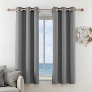 Simple Deluxe Buffalo Plaid Blackout Curtains Panels for Living Room, Bedroom Farmhouse Courtyard Style Room Darkening Thermal Insulated, 42" W x 63" L, Gray (Grey)