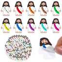 Bememo 200 Pcs Jesus Love You Stickers Little Jesus Original Design Christian Religious Stickers for Sunday School, Church, Vacation Bible School, Bible Classes(White)