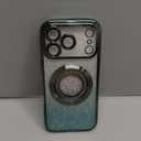 Misscase for iPhone 17 Pro Magnetic Glitter Case Compatible with MagSafe,Full Protection Slim Shockproof Anti-Scratch Case with Camera Lens Protector Plating Bling Dust-Proof Net Green