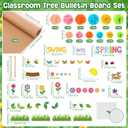 Pajean 72 Pieces Spring Tree Bulletin Board Set, DIY 3D Classroom Tree Kit with Pom Poms Flower Kraft Paper Swing into Spring Cutouts for Back to School Elementary Teacher Home Wall Chalkboard Decor