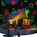Christmas Projector Lights Outdoor, Red & Green Laser Light Projector with Remote and Timer, 8 Dynamic Patterns Waterproof Christmas Decorations for Indoor Garden Party Xmas Holiday New Year