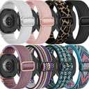 8 Pack Stretchy Bands Compatible with Samsung Galaxy Watch 8 Band 40mm 44mm, Samsung Galaxy Watch 8 Classic 46mm, Elastic Nylon Fabric Braided Solo Loop Sport Straps for Women Men (Not Waterproof)