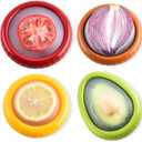 Silicone Avocado Saver - 4PCS Multi-Use Food Saver as Onion Saver & Lemon Saver, Avocado Keeper, Tomato Saver, and More - Anti-Oxidation + Reusable Fruit and Vegetable Storage Containers for Fridge