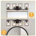 MAVCADONF 3-Lights Matte Black Cage Shade Modern Bathroom Vanity Light Fixtures Over Mirror, Bathroom Wall Lamp for Mirror, Kitchen, Bedroom