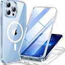 Miracase iPhone 13 Pro Max Glass Case - 2023 Upgrade Full-Body Clear Bumper with Magnetic Ring and 9H Screen Protector