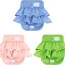 Reusable Dog Diapers Female 3 Pack Washable Highly Absorbent Doggie Diapers, Flexible Doggy Diapers Female, Leak-Proof Puppy Diapers for Dog Period Heat Incontinence Potty Training, XS