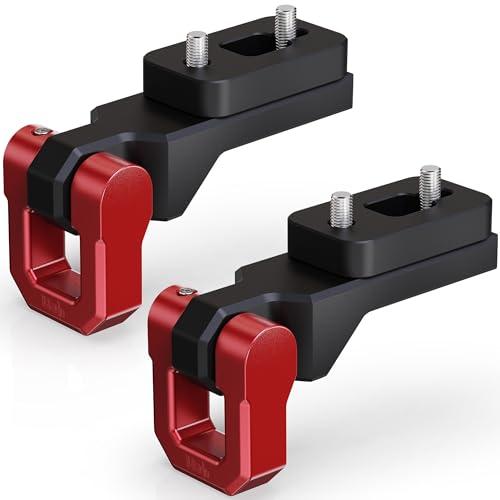 RENO Aluminum Front Tow Hook, Tundra Tow Hooks with 3/4" D-Ring Shackle Compatible with Tundra / RS145 / Sequoia / LX57/ Land Cruiser Truck Vehicle Towing Recovery (Black, 2Pcs)