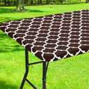Smiry Rectangle Picnic Table Cover, Waterproof Elastic Fitted Camping Tablecloths for 8 Foot Tables, Wipeable Flannel Backed Vinyl Tablecloth Protector for Indoor, Outdoor (Coffee, 30x96 Inches)