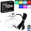 GrandviewTM 1-set 70MM Multi-Color RGB LED Halo Rings Light COB 72SMD Smart Phone iOS Android App Bluetooth Control Car Angel Eyes Circle Ring Headlight Lamp Daytime Running Lights(DRL)12V