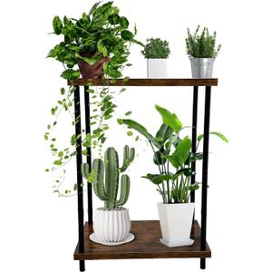 2 Tier Metal Sturdy Heavy Plant Stand, Narrow Plant Stand Indoor and Outdoor L19.68 x W11.81 x H27.55 inch Capacity & Heavy Duty Construction