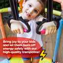 Trampoline with Net Indoor and Outdoor Toddler Trampoline for Kids Anti Rollover Round Base Double Safety Handles 440 lbs Capacity ASTM Tested Easy Assembly Gift
