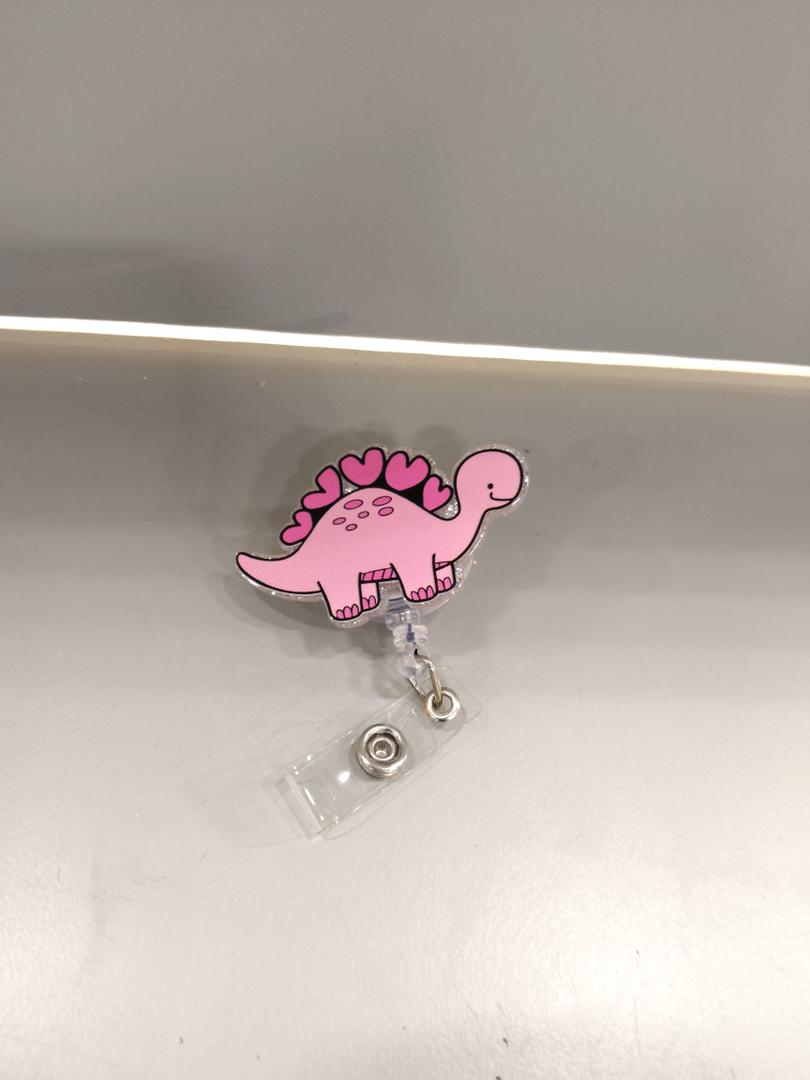 Pink Dinosaur Id Holder Perfect for Nurses