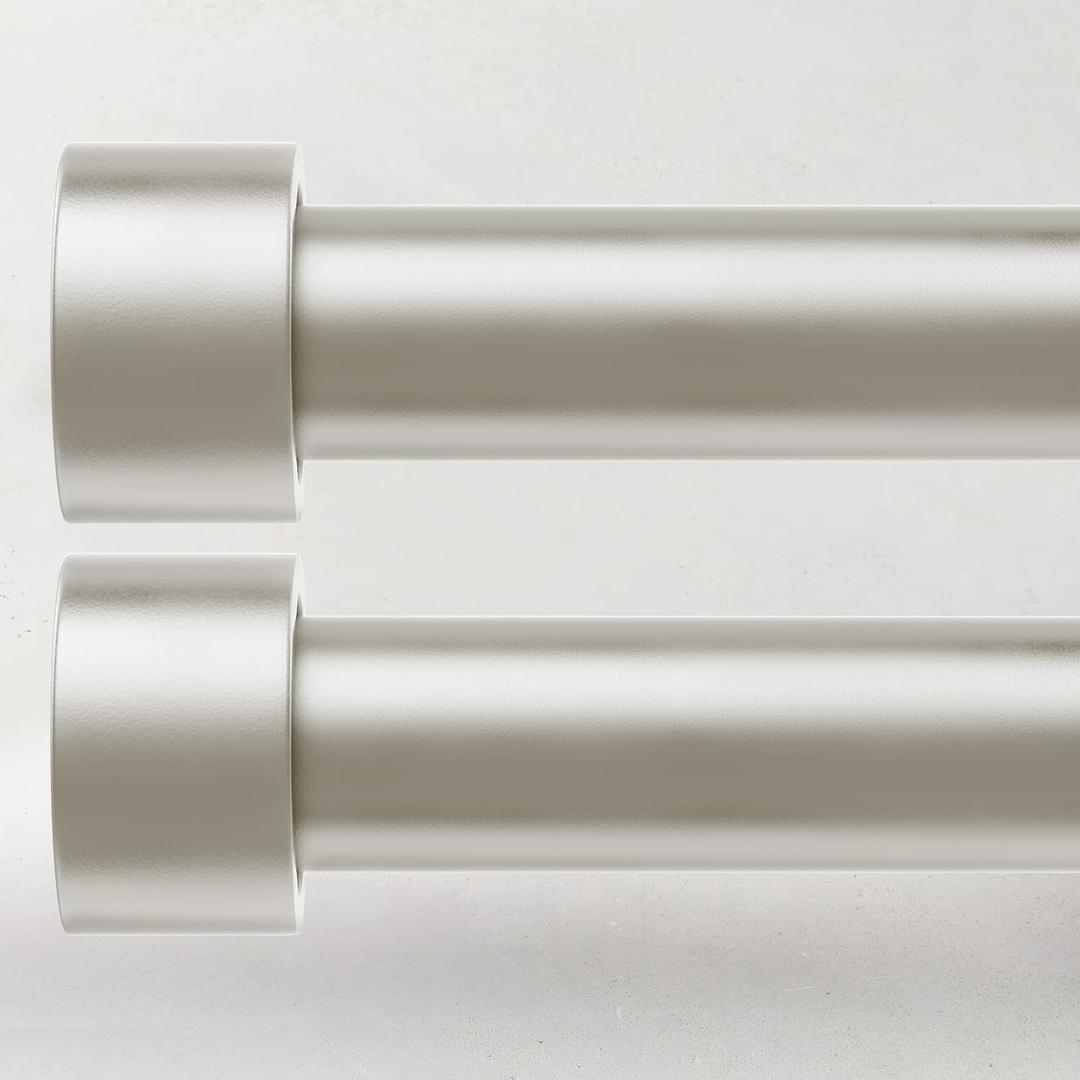 2 Pack Curtain Rods for Windows 28 to 48 Inch(2.3-4ft), 1 Inch Brushed Nickel Curtain Rods Set, Adjustable Heavy Duty Curtain Rod, Modern Drapery Rods for Bedroom Living Room, Size 32"- 60"