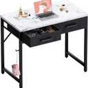Pamray 32 Inch Small Computer Desk with 2 Drawers for Bedroom Study Writing Home Office Table for Small Spaces Marble