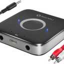 Bluetooth 5.3 Adapter Hi-Fi Equipment for Car Wireless Audio Receiver with 3.5mm AUX RCA Cable, Noise Cancellation, Dual AUX Outputs for Home Speakers Wired Headphones