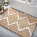 DEXDE Bathroom Rugs 30x20, Extra Soft Absorbent Microfiber Bath Rugs, Non Slip Quick Dry Rubber Backing Machine Washable Bath Mats for Bathroom Floor, Shower, Home Decor Accessories, Beige