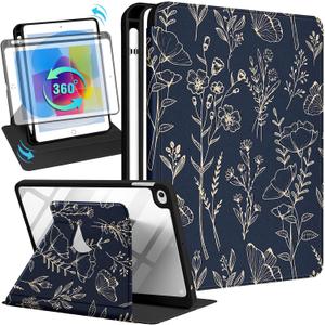 Uppuppy for Apple iPad mini 4/5 Case, for iPad mini 4th/5th Generation Cases Cute Folio Cover with Pencil Holder Women Girls Teens Girly Pretty Floral Rotating Stand for iPad mini 7.9 Inch
