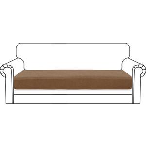 ZNSAYOTX Stretch Cushion Covers Sofa Cushion Couch Seat Covers Slipcovers Soft Replacement Unique Pattern Furniture Protector with Elastic Bottom (Light Coffee, 1 Pc 3-Seat Cushion Cover)