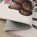 Rugcomf Runners for Kitchen Runner Rug Non Slip 2'x10' Long Washable Rugs with Rubber Backing Soft Floral Butterfly Carpet Runner for Kitchen Laundry Bedroom Bathroom, Beige