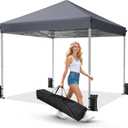 Driftalia 10x10 Pop Up Canopy Tent, Instant Setup Portable Canopy with Carry Bag, 4 Sandbags and 8 Stakes for Outdoor Events, Parties & Camping - Dark Grey