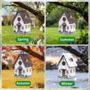 Bird Houses for Outside Rustic Cottage Birdhouse with Thatch Roof Hand-Painted Resin Birdhouses for Outdoors for Bluebird Finches Cardinals Bird Nesting Garden, Patio, Yard