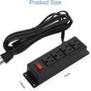 2Pack Wall Mount Power Outlet Strip, 4 Outlet Mountable Power Strip with Switch, Under Desk Power Strip Connect with 10ft Cord Mount Under Desk, Workbench, Nightstand, Dresser, Table.(Black)